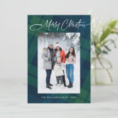 Retro Kerstmis Plaid 5 Foto Groet Feestdagenkaart (Staand voorkant)