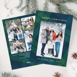 Retro Kerstmis Plaid 5 Foto Groet Feestdagenkaart