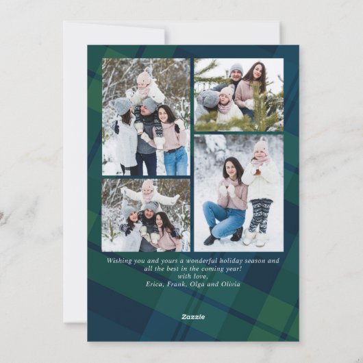 Retro Kerstmis Plaid 5 Foto Groet Feestdagenkaart (Achterkant)
