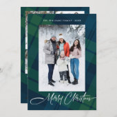 Retro Kerstmis Plaid 5 Foto Groet Feestdagenkaart (Voorkant / Achterkant)