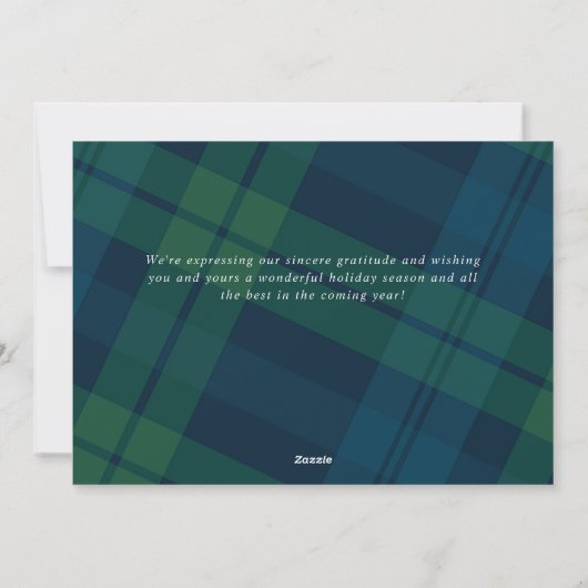 Retro Kerstmis Plaid Groen Blauw Groet Feestdagenkaart (Achterkant)