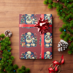 Retro Kerstmis Poodle Vintage 1950's Vakantie Hond Cadeaupapier