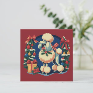 Retro Kerstmis Poodle Vintage Jaren 50 Vakantie Ho Feestdagenkaart