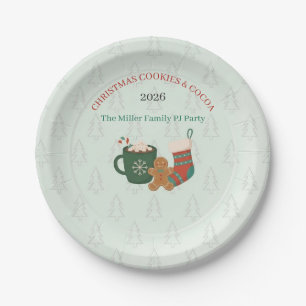 Retro Kerstmis Pyjama Feest Heet Chocolade Papiere Papieren Bordje