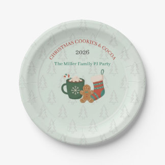 Retro Kerstmis Pyjama Feest Heet Chocolade Papiere Papieren Bordje