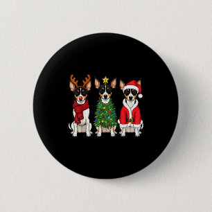 Retro Kerstmis Rat Terrier Kerstman Rendier Hond L Ronde Button 5,7 Cm