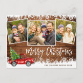 Retro Kerstmis Red Truck 3 PHOTO Greeting Holiday Briefkaart (Voorkant)