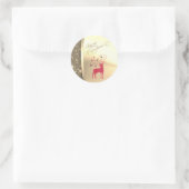 Retro Kerstmis Rendier Faux Gold Ronde Sticker (Tas)