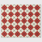Retro Kerstmis Rood Argyle Cadeaupapier (Vlak)