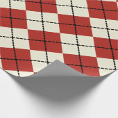 Retro Kerstmis Rood Argyle Cadeaupapier (Hoek)