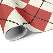 Retro Kerstmis Rood Argyle Cadeaupapier (Rol Hoek)