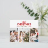 Retro Kerstmis Rood Feestdagenkaart (Staand voorkant)
