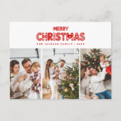 Retro Kerstmis Rood Feestdagenkaart (Voorkant)