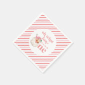 Retro Kerstmis roze Kerstman Eerste Verjaardag Servet (Hoek)