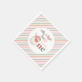 Retro Kerstmis roze Kerstman Eerste Verjaardag Servet (Hoek)