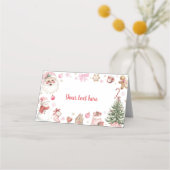 Retro Kerstmis Roze Kerstman Verjaardag Eet Tent Plaatskaartje (Achterkant)