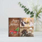 Retro Kerstmis Rustic 2 PHOTO Greep Briefkaart (Staand voorkant)