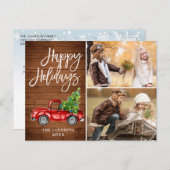 Retro Kerstmis Rustic 2 PHOTO Greep Briefkaart (Voorkant / Achterkant)