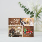 Retro Kerstmis Rustic 2 PHOTO Greep Briefkaart (Staand voorkant)