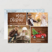 Retro Kerstmis Rustic 2 PHOTO Greep Briefkaart (Voorkant / Achterkant)