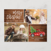 Retro Kerstmis Rustic 2 PHOTO Greep Briefkaart (Voorkant)