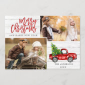 Retro Kerstmis Rustic 2 PHOTO Greep Feestdagenkaart (Voorkant)
