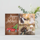 Retro Kerstmis Rustic 2 PHOTO Greep Feestdagenkaart (Staand voorkant)