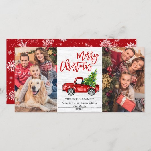 Retro Kerstmis Rustic 2 PHOTO Greep Feestdagenkaart (Voorkant / Achterkant)