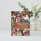 Retro Kerstmis Rustic 3 PHOTO Greep Briefkaart (Staand voorkant)