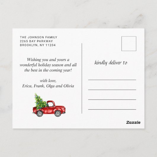 Retro Kerstmis Rustic 3 PHOTO Greep Briefkaart (Achterkant)