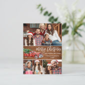 Retro Kerstmis Rustic 3 PHOTO Greep Briefkaart (Staand voorkant)