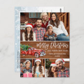 Retro Kerstmis Rustic 3 PHOTO Greep Briefkaart (Voorkant / Achterkant)