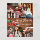 Retro Kerstmis Rustic 3 PHOTO Greep Briefkaart (Voorkant)