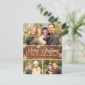 Retro Kerstmis Rustic 3 PHOTO Greep Briefkaart (Staand voorkant)