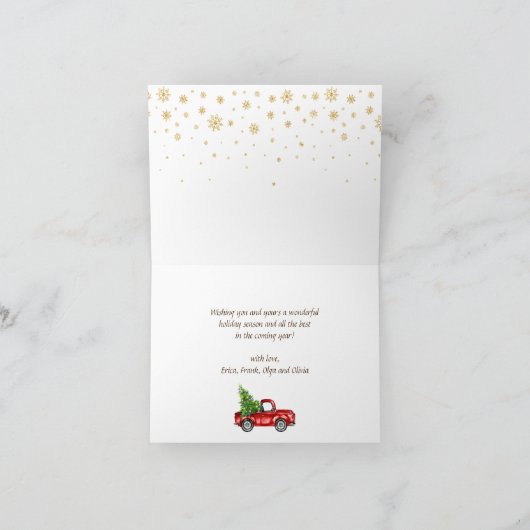 Retro Kerstmis Rustic 3 PHOTO Greep Feestdagen Kaart (Binnen)