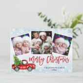 Retro Kerstmis Rustic 3 PHOTO Greep Feestdagenkaart (Staand voorkant)