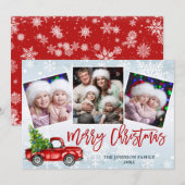 Retro Kerstmis Rustic 3 PHOTO Greep Feestdagenkaart (Voorkant / Achterkant)