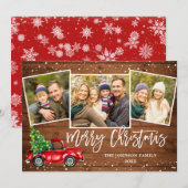 Retro Kerstmis Rustic 3 PHOTO Greep Feestdagenkaart (Voorkant / Achterkant)