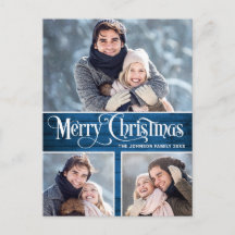 Retro Kerstmis Rustic 3 PHOTO Greeting Holiday