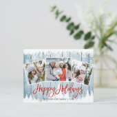 Retro Kerstmis Rustic 3 PHOTO Greeting Holiday Briefkaart (Staand voorkant)