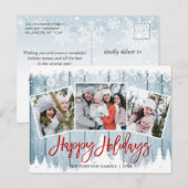 Retro Kerstmis Rustic 3 PHOTO Greeting Holiday Briefkaart (Voorkant / Achterkant)