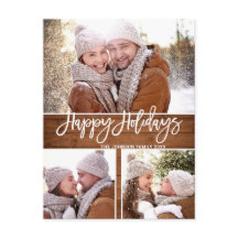 Retro Kerstmis Rustic 3 PHOTO Greeting Holiday