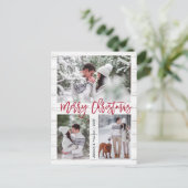 Retro Kerstmis Rustic 3 PHOTO Greeting Holiday Briefkaart (Staand voorkant)