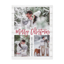 Retro Kerstmis Rustic 3 PHOTO Greeting Holiday