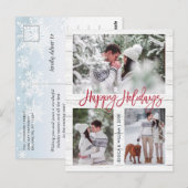 Retro Kerstmis Rustic 3 PHOTO Greeting Holiday Briefkaart (Voorkant / Achterkant)