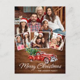 Retro Kerstmis Rustic 4 PHOTO Greep Briefkaart