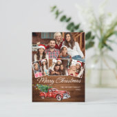Retro Kerstmis Rustic 4 PHOTO Greep Briefkaart (Staand voorkant)