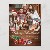 Retro Kerstmis Rustic 4 PHOTO Greep Briefkaart (Voorkant)