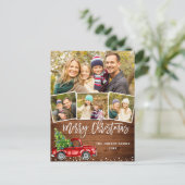 Retro Kerstmis Rustic 4 PHOTO Greep Briefkaart (Staand voorkant)