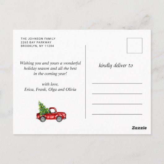 Retro Kerstmis Rustic 4 PHOTO Greep Briefkaart (Achterkant)